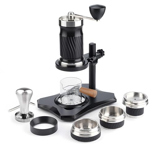 HUIOP caffettiera,Macchina per caffè espresso portatile Macchina per caffè espresso compatta da viaggio a pressione variabile 9-12 bar, azionata manualmente, con ciotola per polvere di livello profess