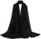 PTJJXA Chiffon Schal Damen, Seidenweiche Chiffon Hijab, Schultertuch Damen Groß Festlich, Stola für Abendkleid, Dünner Schal, Seidenschal Damen,Schal Einfarbig, Halstuch Tuch aus Chiffon (Schwarz)