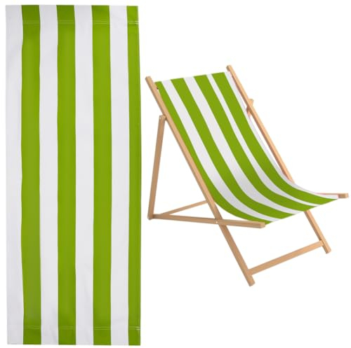 GORGECRAFT 1pz Repuesto para Silla de Playa Lona de Repuesto para Silla con Rayas Amarillas Verdes Y Blancas Tela Lona de 435x1165mm Tela para Silla Repuesto de Eslinga Reclinable para Tomar el Sol