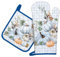 Arquiel Ofenhandschuh und Topflappen 2er Set, 100% Baumwolle Kochhandschuhe, Hitzebeständiger Küchenhandschuh Zum Kochen Backen Grillen Geschenk,Herbstblauer Kürbis