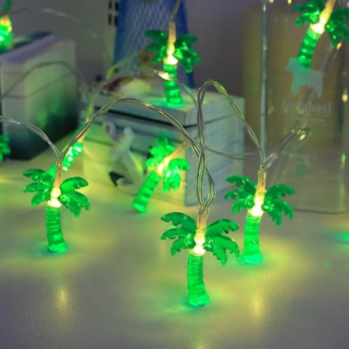 Fantasee Tropische Sommer-Lichterkette, batteriebetrieben, Heimdekoration, LED-Lichterkette, fantastische Lichter für Schlafzimmer, Geburtstag, hawaiianische Party-Dekoration (Palme, 10 LED)