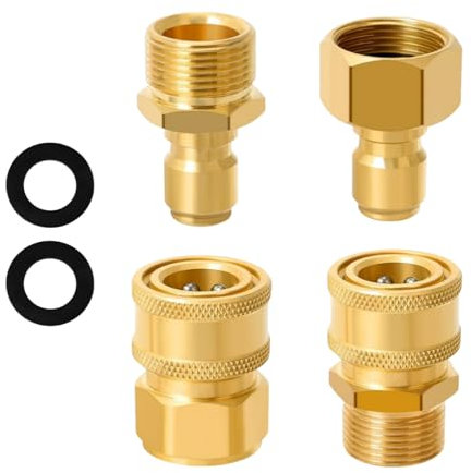 Hochdruckreiniger-Adapter-Set, M22-15 mm auf 0,95 cm (3/8 Zoll) Hochdruckreiniger-Schnellverbindungs-Set, 0,95 cm (3/8 Zoll) Schnellkupplung und Schnellentrennung, 4 Stück