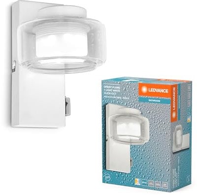 LEDVANCE ORBIS Flame Wand- und Deckenleuchte mit LED, weiß, 5.5W, 350lm, 3000/4000K, Farbtemperatur über Wandschalter einstellbar (kaltweiß und warmweiß), IP44 Schutz vor Fremdkörpern und Spritzwasser