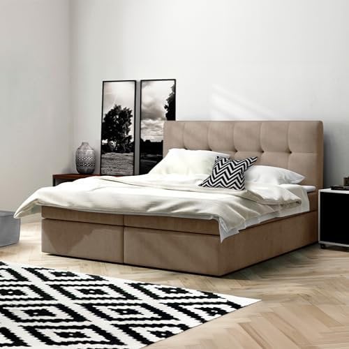 Imebel Holly Boxspringbett 160x200 cm mit 2 Bettkästen und Topper – Bett mit Matratze - Samt Velours, Hochwertig, Individuell anpassbar