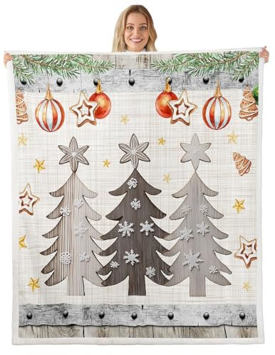 Rustikale Bauernhaus Plüsch Decke, Frohe Weihnachten Sterne Kiefer Retro Bett Decke Home Decor Geschenk, Vintage Land Weihnachten Scheune Holz Moderne Art Fuzzy Decke Büro Stuhl, 40 x 50 Zoll