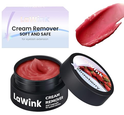 LaWinK Lash Remover Cream for Eyelash Extension Professional Lash Extension Glue Removal Cream Low Irritation Individual Lash Extension Remover (Strawberries)