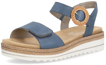 Remonte Damen Riemchensandalen D0Q52, Frauen Sandalen,lose Einlage,Sommerschuhe,Freizeitschuhe,offene Schuhe,Strandschuhe,blau (14),42 EU