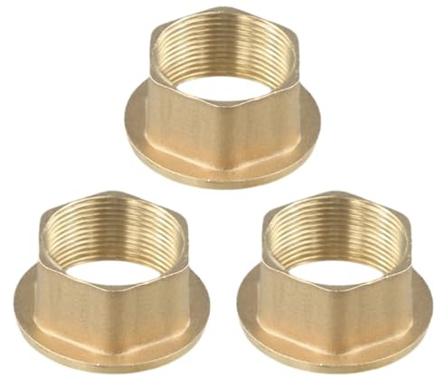Serenophile 32mm Brass Backnut for Monobloc Mixer Tap, Fine Pitch Thread Lock Nut for Kitchen Basin Sink, Gold Finish Fitting (3 Pack)