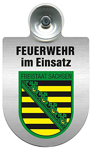 Einsatzschild Windschutzscheibe incl. Saugnapf - Feuerwehr im Einsatz - 309355 Farbe Region Freistaat Sachsen
