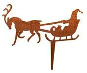 Menovus Rost-Deko Weihnachtsmann mit Schlitten und Rentier