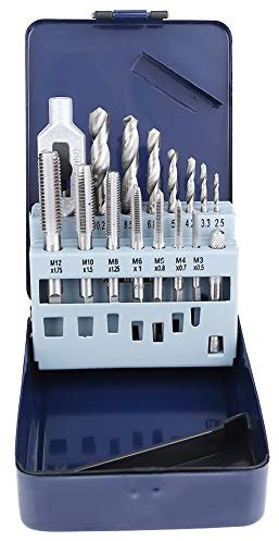 Gewindewerkzeug mit Gewindebohrer, 1 x Gewindebohrer + 7 x Gewindebohrer M3-M12 + 7 x Spiralbohrer