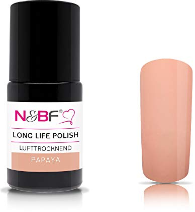 N&BF Long Life Nail Polish 15ml | Nagellack Papaya Orange | robuste & langlebige Lacke (lufttrocknend) | Made in Germany | vegan & 7-free | long lasting Gellack ohne UV Licht