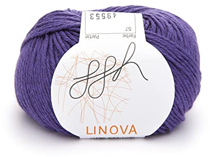 ggh Linova | Baumwolle mit Leinen Mischung | 50g Wolle zum Stricken oder Häkeln | Farbe 057 - Helles Lila