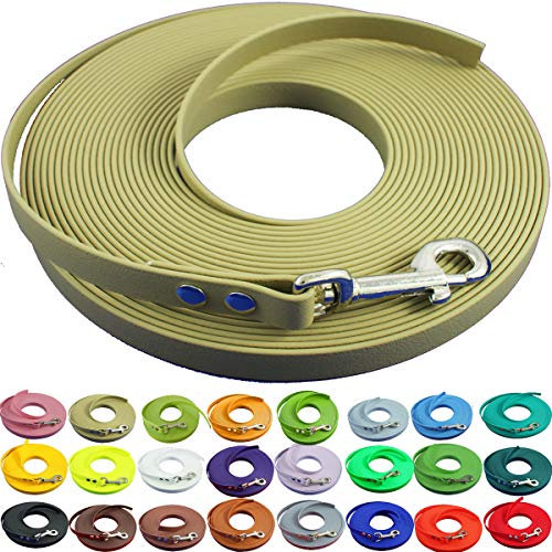 bio-leine leichte 9mm Biothane Schleppleine ohne Handschlaufe - 3 bis 25m I für kleine Hunde, 3m in Dunkelbeige I schmutzabweisende & Wasserabweisende Hundeleine Leine