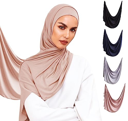 Voile Chic Vorgenähter Instant-Hijab-Kopftuch aus Premium-Jersey – Vanille