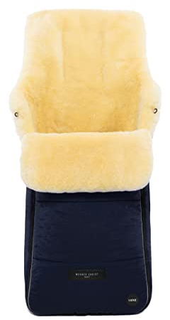 WERNER CHRIST BABY, Lammfell-Fußsack AROSA LUXE – vollfelliger Buggy, Kinderwagen-Fußsack (Kinder ab 6 bis 36 Monate), aus medizinischem Fell, in Navy (dunkelblau)