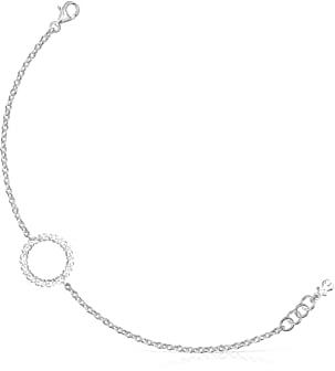 TOUS Armband aus Sterlingsilber für Damen, mit kreisförmigem Muster aus glänzenden Steinen, 17,5 cm lang, klassisch und zeitlos, gerade Kollektion