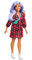 Barbie Fashionista Muñeca con Pelo Violeta, Vestido de Cuadros Rojo y Accesorios de Moda (Mattel GRB49)