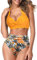 AOQUSSQOA Femmes Deux pièces Tankini Maillots de Bain Taille Haute Licou Vintage Bikini Ensemble Dames Maillots de Bain (Sunflower Yellow, L)