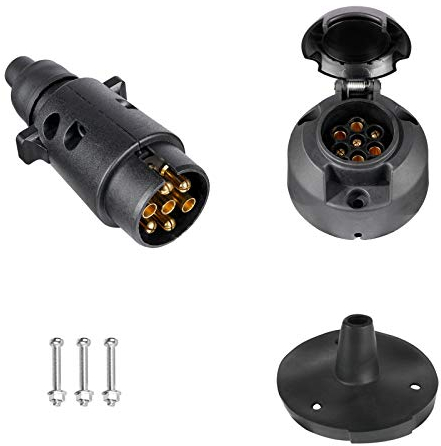 BEIJISTAR Enchufe y Zócalo de Remolque 7 Pines con Junta de Goma, Enchufe Remolque 7 Pines Macho Hembra, 12V Impermeable Conector de Enchufe y Zócalo Remolque, para Camión RV Coche Barco Caravana
