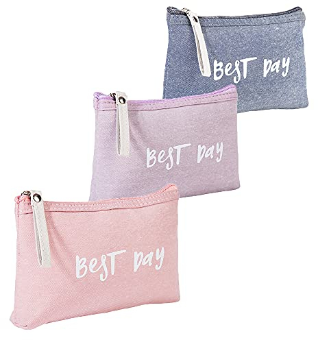 3 Pezzi Piccolo Cosmetici Borsa, Sacchetti Portamonete Portatile, Pochette per Trucco, 3 Colori, Multifunzionale, Impermeabile, per Assorbenti Igienici, Cambio, Carte, Chiavi, Cancelleria