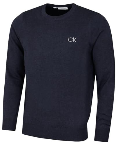 Calvin Klein Mens Round Neck Tour Sweater - Navy Marl - XL