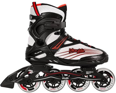 Playlife Inline Skates Flyte Black 84, Schwarz/Weiß, Unisex für Herren und Damen, 84mm/82A Rollen, ABEC 7 Kugellager, Art. nr.: 880267