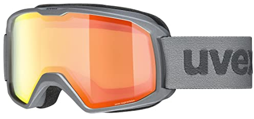 uvex elemnt FM - Skibrille für Damen und Herren - vergrößertes, beschlagfreies Sichtfeld - zugfreie Rahmenbelüftung - rhino matt/orange-orange - one size
