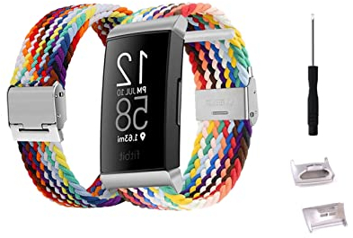 BrynnShop Armbänder Für Fitbit Charge 4/ 3 Armband Nylon Sport Strap Geflochten Elastisch Mesh Damen/Herren Ersatzband mit Verschluss Uhrenarmband Kompatibel (5)