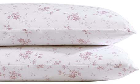 Laura Ashley Home - Standard-Kissenbezug-Set, Baumwoll-Satin-Bettwäsche, glatt und knitterarm (Garden Muse Pink, 2-teilig)
