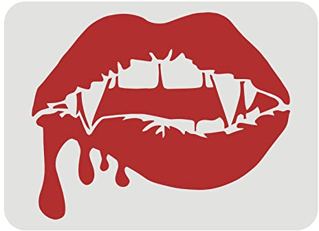 FINGERINSPIRE Schablonen Vampirblutende Lippen 29,7x21cm Groß Lippen Zeichnung Malerei Dekoration Wiederverwendbar Mylar Schablone für Holz Boden Wand Textilgestaltung Halloween Dekoration