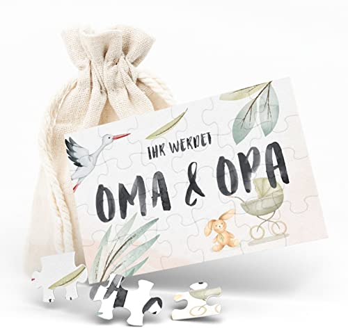 Ihr werdet Oma und Opa Puzzle, 24-teilig mit Säckchen, Schwangerschaft verkünden Großeltern, du wirst Oma, du wirst Opa, Puzzle Oma und Opa, Ihr werdet Großeltern