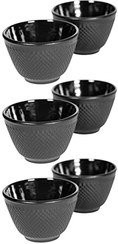 Teemando® Lot de 6 tasses en fonte Noir 0,12 l