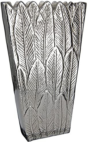 GILDE Blumenvase Vase aus Aluminium - Deko Wohnzimmer Geschenk für Frauen Geburtstag Muttertag - Farbe: Silber Höhe 26,5 cm