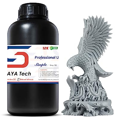 Siraya Tech Simple Grey V2 Wasserwaschbares 3D-Druckharz, Einfach zu Drucken und Geruchsarm für SLA, DLP, MSLA 3D-Drucker (Grau V2, 1 kg)
