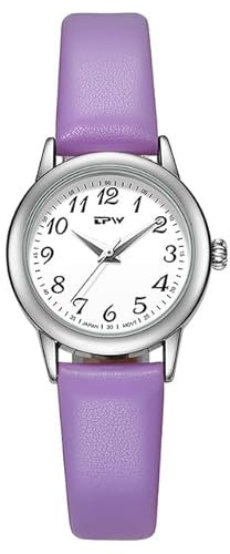 Nouveauté Montre Femme Etanche Bracelet Cuir - Cerclée d’Une rangée de Petits Cristaux Transparents - Classic Business Women (Bracelet Beige)