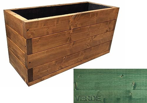 TOTAL WOOD 2012, Jardinera de Madera para Plantas, con Vaina Interior, Modelo Melissa en Abeto Impregnado, Artesanal para Exterior, Made in Italy, También a Medida (150x40x50, Verde)