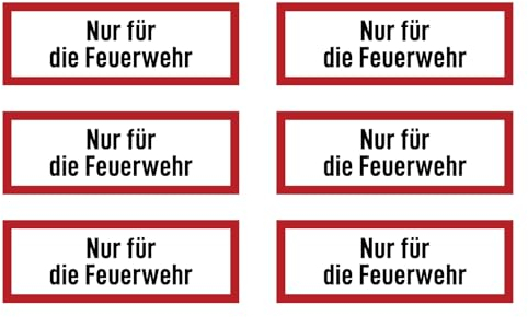 Aufkleber: 37x105 mm, 6 Stück - Nur für die Feuerwehr - Brandschutzzeichen - Hinweisschild auf Brandschutzeinrichtung und Einsatzhinweise - DIN 4066 - D1