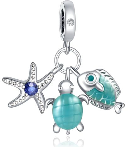 Rimgoris 925 Sterling Silber Charm für Frauen Armbänder Halskette Seestern Schildkröte Fisch Anhänger Charm Frauen Armband Charm