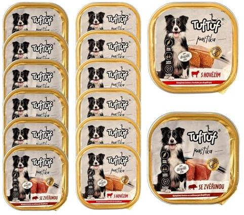 300g Pastete Mix Hundefutter Rind und Wild Nassfutter Aluschale Wildfleisch (x54)