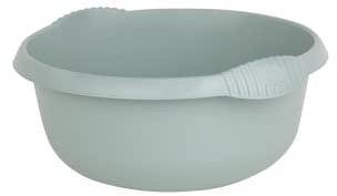 Plastic 5L Litre Round Washing Up Bowl Sink Tidy Organizer 28 CM Multipurpose Basin Mixing Washing Up Bowl Cleaning Tub Ideal For Home Sinks Kitchen Camping Caravans Motorhomes (Silver Sage) (1)