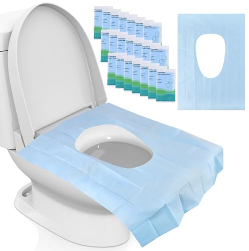 30 Pièces Toilette WC, Housse de Siège de Toilette en Papier Biodégradable, Protection Cuvette Toilette, Imperméable Protège Cuvette WC, Portable Emballage Individuel pour Toilettes Publiques