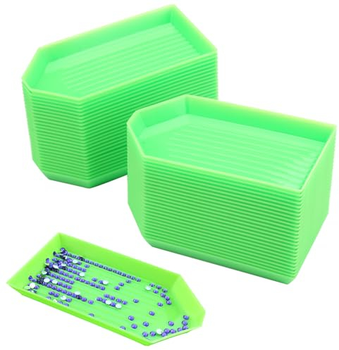 50 Stück Diamond Painting Tray, Perlensortiertabletts, Diamanten Malzubehör Tablett, Diamant Malerei Kunststoffschale, DIY Diamant Malerei Tools für Erwachsene, für Nail Art Kreuz Nähzubehör