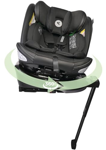 Lorelli Auto Kindersitz Estate mit Isofix Basis und Stützbein, 360 Grad drehbar, 0-36kg Mitwachsender Autositz i-Size 40-150cm, Babysitz ab Geburt, 5-Punkt-Gurt, Einstellbare Kopfstütze, schwarz