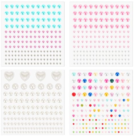 Abeillo 688 Pcs Pearl Stickers, Mixed Size Hair Pearls Stick on, Self Adhesive Pearls Gem for DIY Crafting, Flat Backed Pearl Stickers for Face, Body, Nail, Cell Phone, Scrapbooking