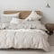 AShanlan Bettwäsche 135x200 Baumwolle Beige Gestreift Bettbezug mit Kissenbezug 80x80 Gewaschene Leinenoptik Bettwäsche Set mit Reißverschluss