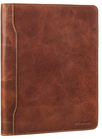 STILORD 'Roland' Portadocumenti A5 in Pelle | Eleganza Organizzata per Professionisti | Cartelline Portadocumenti Portablocco A5 Cartella Documenti, Colore:cannes - marrone