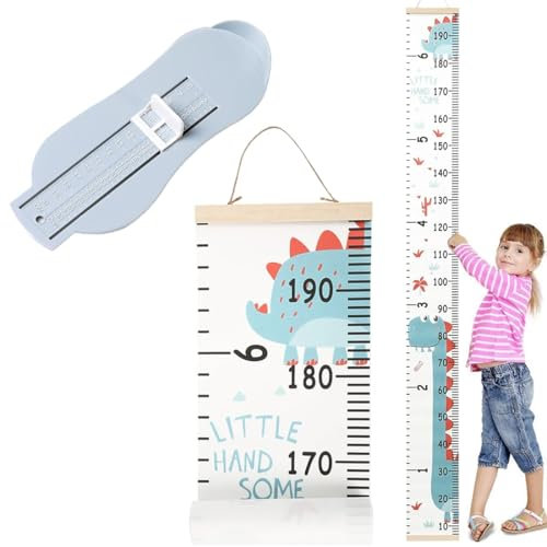 IKOPFLN 1pcs Kinder Messlatte Mit Fußmaß,messlatte kinder holz, Größenmesser für Kinder,Baby-Wachstumstabelle,Wandbehang-Wachstumstabelle, messlatten für baby & kleinkinderzimmer