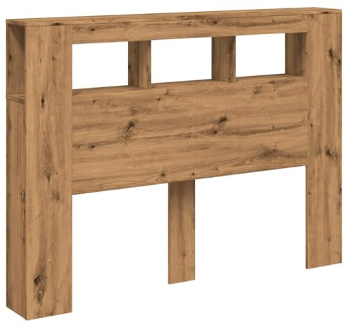 vidaXL LED-Kopfteil Artisan-Eiche 140x18,5x103,5 cm Holzwerkstoff, Kopfteil, Kopfteil Bett, Kopfteil mit Ablagen, Bettkopfteil, Kopfteil mit Stauraum