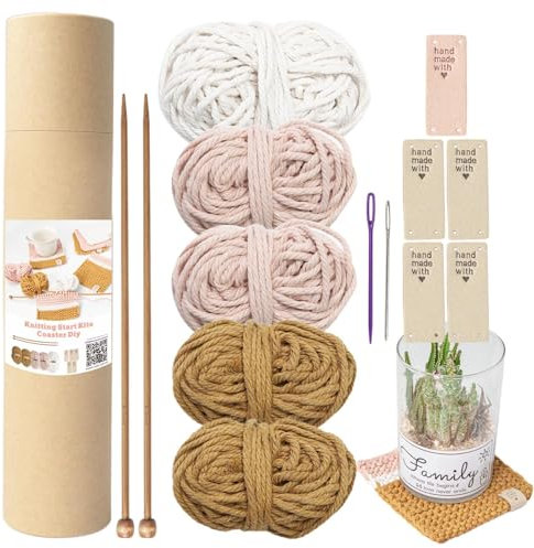 Ziennhu Strickset für Anfänger | Schritt-für-Schritt-Anleitung zum Häkeln, Bastelset für Tassenteppich, Kunst und Handwerk für Auto, Zug, Haus, Schlafsaal, Flugzeug.